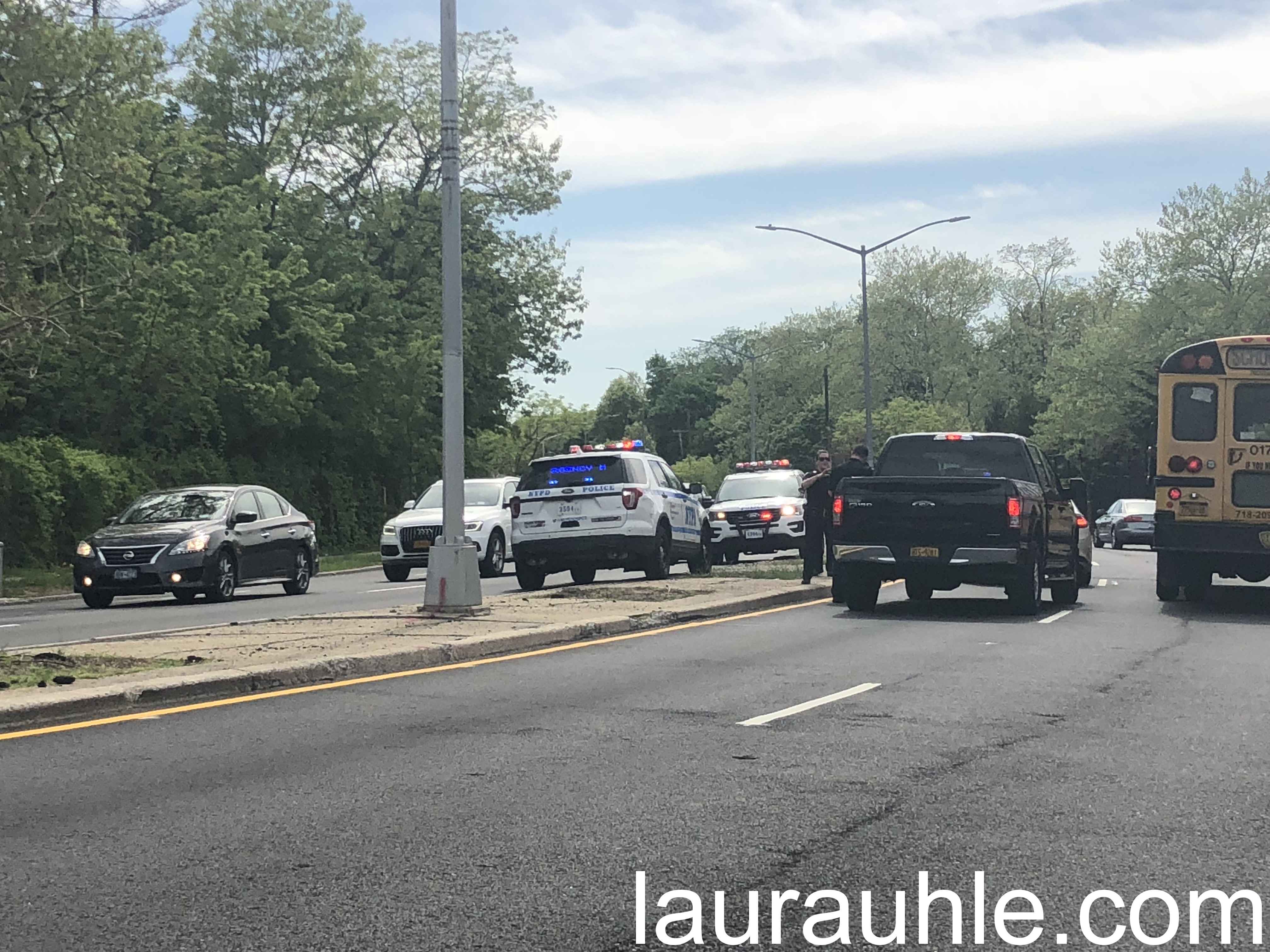 Multiple vehicle accident involving a pedestrian on Union Turnpike near Winchester Blvd in Bellerose. 