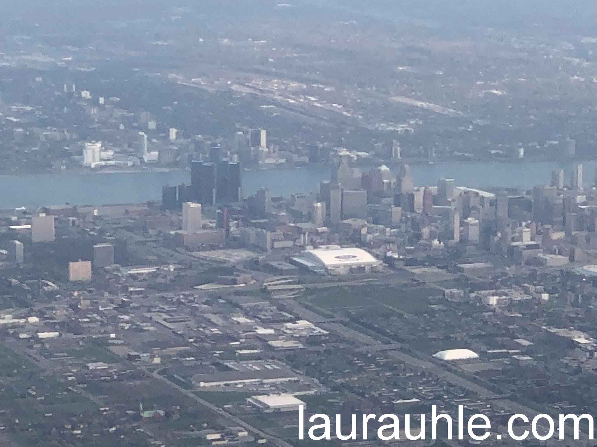 Aerial view of the GM headquarters in Detroit. 