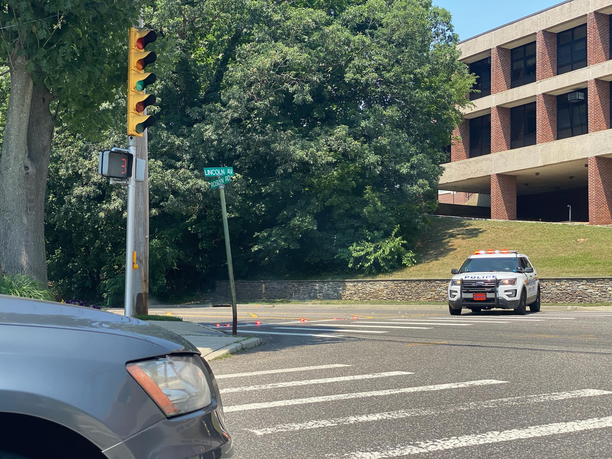 Auto accident on Roslyn Road between Lincoln Avenue and Harbor Hill Road in Roslyn.