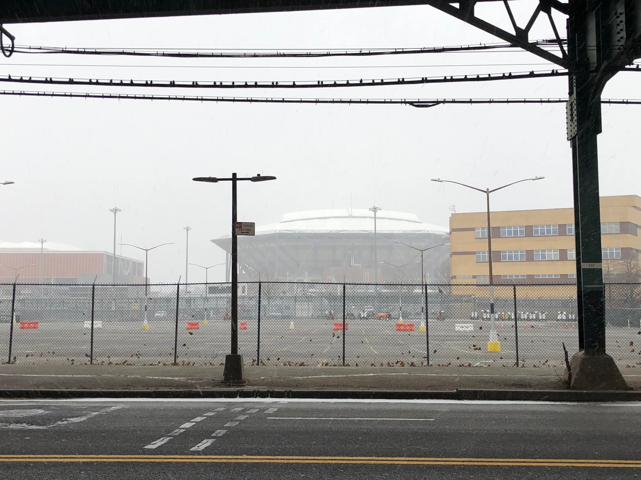 Arthur Ashe Stadium view from Roosevelt Avenue in Corona.