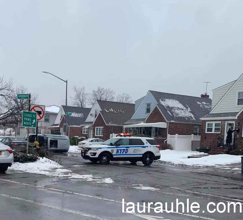 Single vehicle overturned by Commonwealth Blvd in Bellerose.