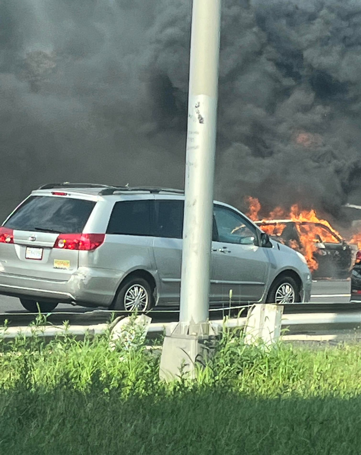 Car fire on the Belt Parkway eastbound near the JFK airport.