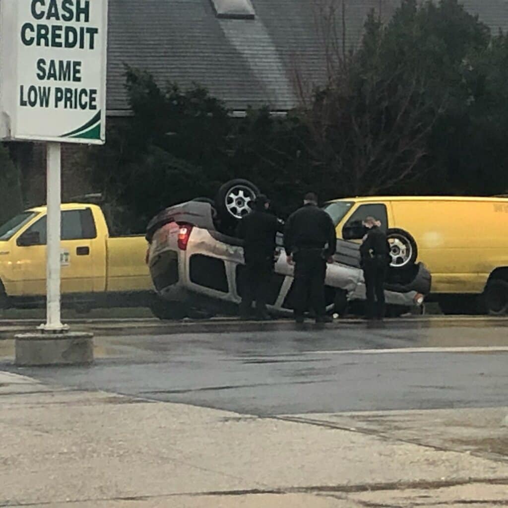 SUV flipped on the Little Neck Parkway by Union Turnpike in Bellerose.