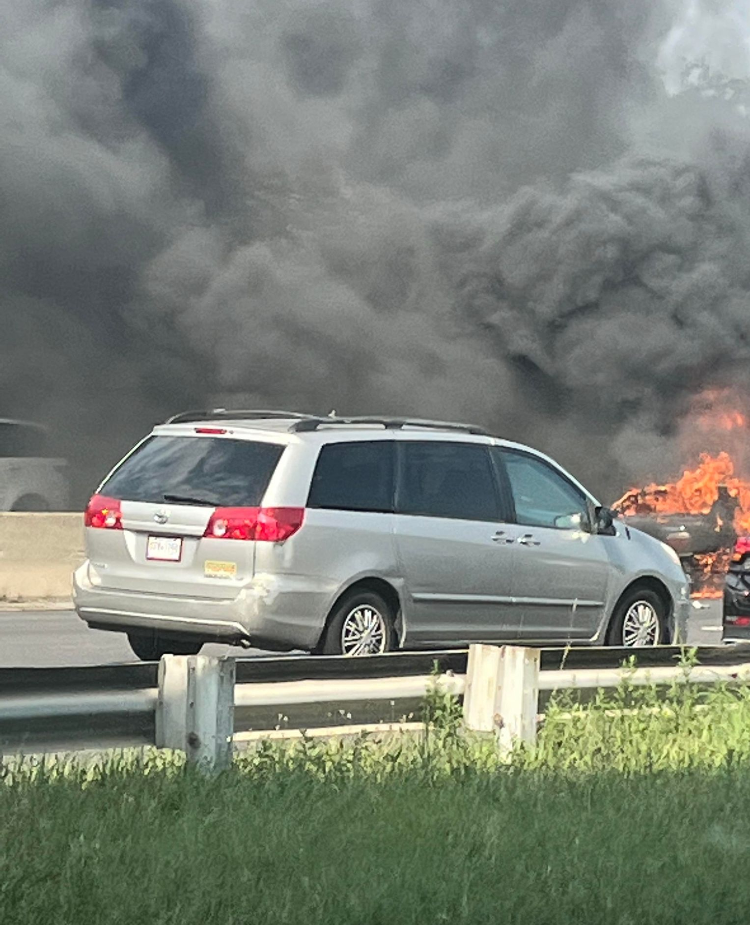 Car fire on the Belt Parkway eastbound near the JFK airport.