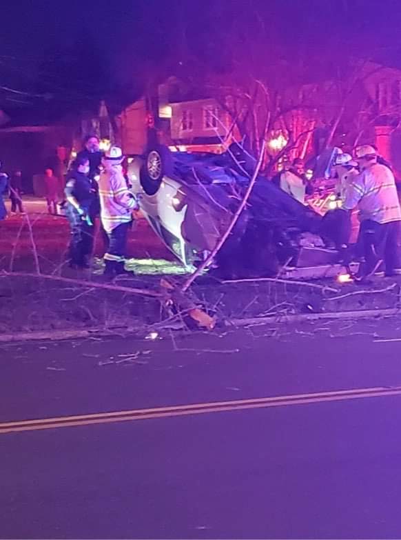 Vehicle flipped on New Hyde Park Road near Jericho Turnpike in New Hyde Park.