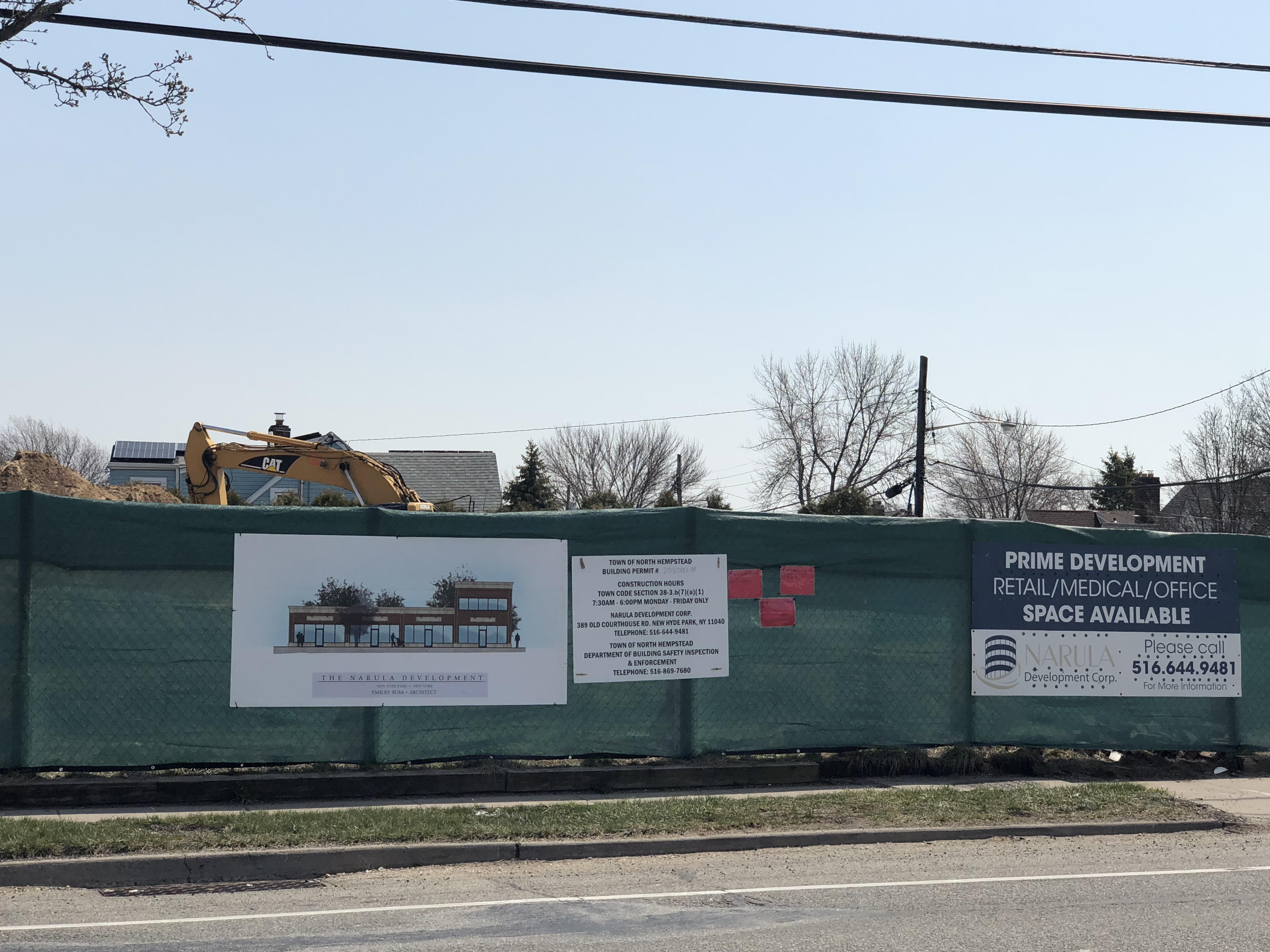 Commercial lot under development on Hillside Avenue near Lakeville Road in New Hyde Park.