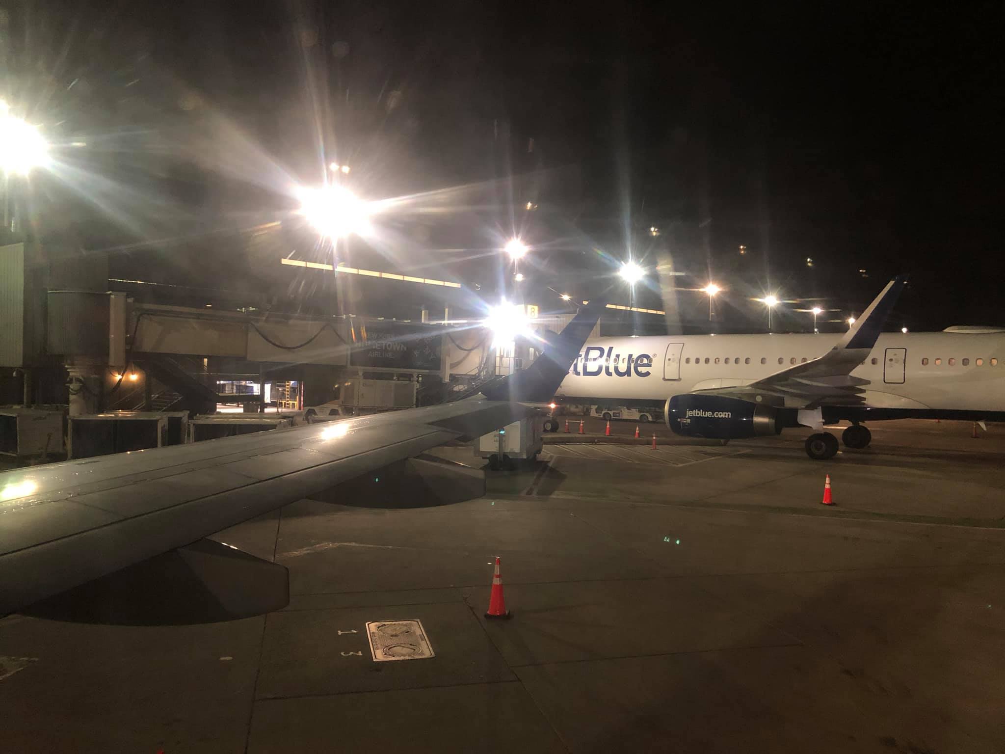 Flight awaiting for takeoff at LaGuardia Airport. 