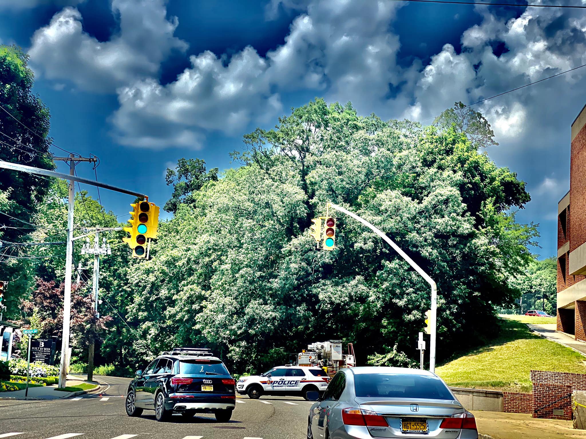 Auto accident on Roslyn Road between Lincoln Avenue and Harbor Hill Road in Roslyn.