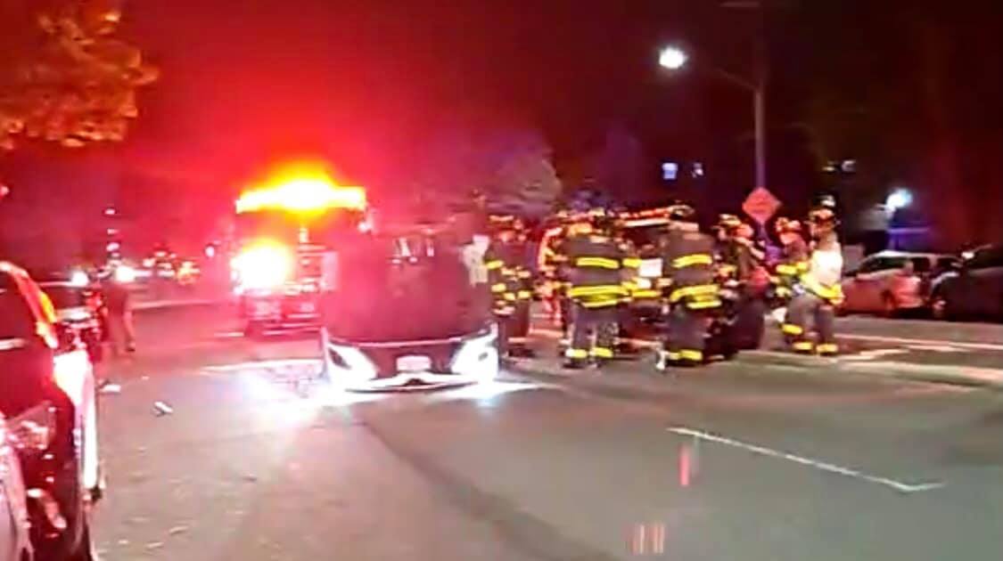 Vehicle flipped on the Braddock Avenue near Hillside Avenue in Queens Village. 