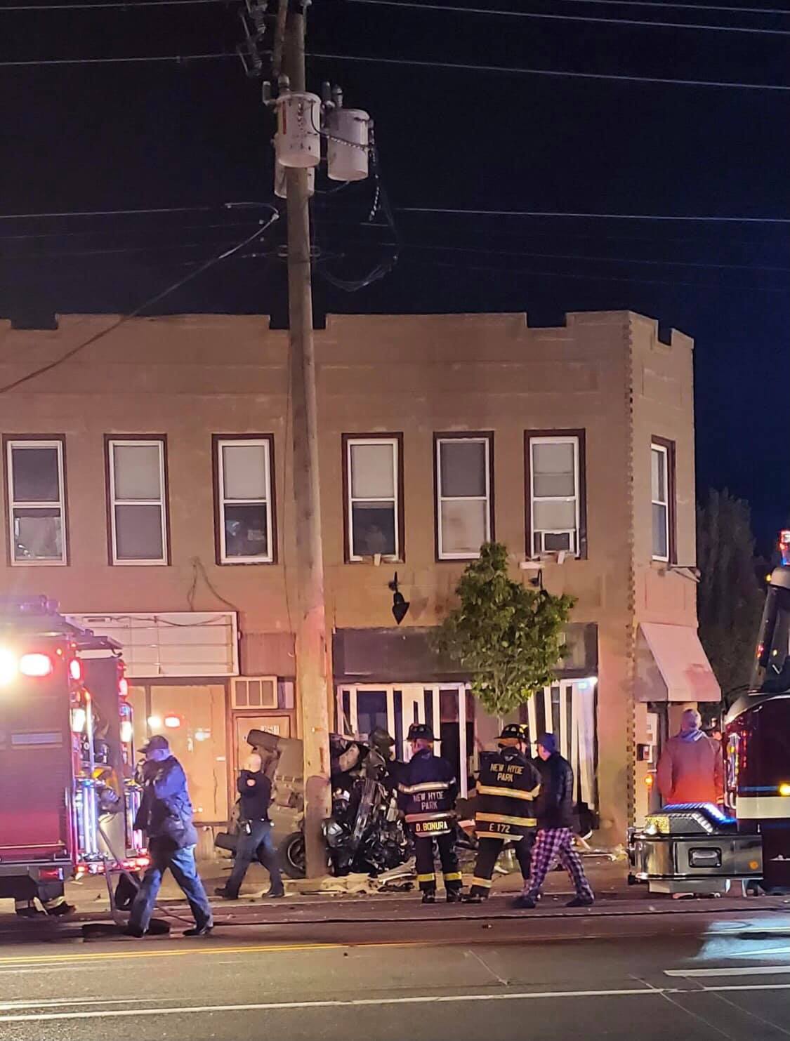 Vehicle flipped on Jericho Turnpike and Hillside Blvd in New Hyde Park.