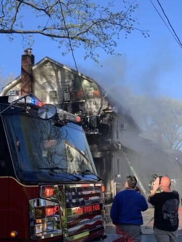 Fire at a home in Long Island.