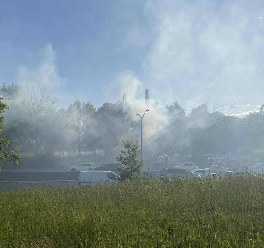 Smoke from a vehicle on the Cross Island Parkway southbound by Union Turnpike Exit. 